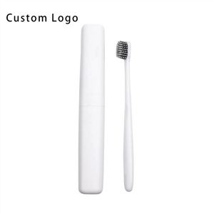 OEM Customized Eco Friendly Wheat Straw Toothbrush with Charcoal Bristles and Travel Case for Corporate <b>Gifts</b> - Product Image 1