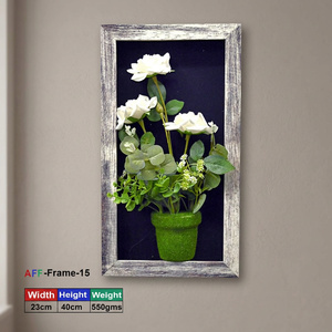 Wall-Mounted Rectangle Silver Decorative Elements Artificial Flower Frame 40X23 cm - Product Image 3