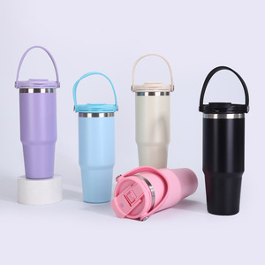 Taza de Viaje Resistente de Acero Inoxidable Aislada de 30oz con Pajita Abatible y Asa Ergonómica para Aventuras al Aire Libre, Doble Pared Antiderrames - Product Image 1