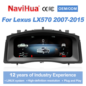 NaviHua 12,3 pouces - Tableau de bord numérique virtuel pour voiture - Écran LCD Carplay - Tableau de bord - Compteur de vitesse pour Lexus LX570 2007 2015 - Product Image 1