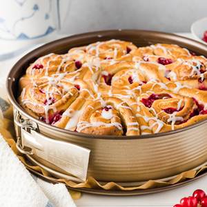 Mojave Gold Line Moule à gâteau à fond unique Plateau de cuisson en acier au carbone de 28cm de diamètre avec doublure en papier pour la pâtisserie de fête - Product Image 1