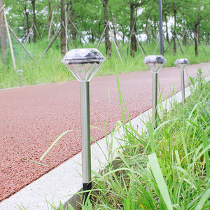 Solar Lawn <b>Lights</b> Diamond Shape Stainless Steel <b>Led</b> <b>Light</b> <b>Sensor</b> Outdoor Waterproof Garden Pathway Lighting - Product Image 2