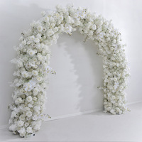 Decoración Floral para Arco de Boda, Flores para Exhibición en Salón de Eventos, Decoración de Arco de Boda con Hortensias y Rosas en Hilera