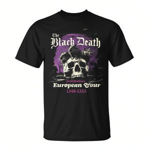 T-shirt unisexe col rond manches courtes sérigraphié The Black Death European Tour – Vêtement promotionnel - Product Image 3