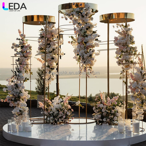 LEDA Wedding Decoration Circle Gold Metal Arch <b>Backdrop</b> Round Arch <b>Stand</b> for wedding party decor - Product Image 4