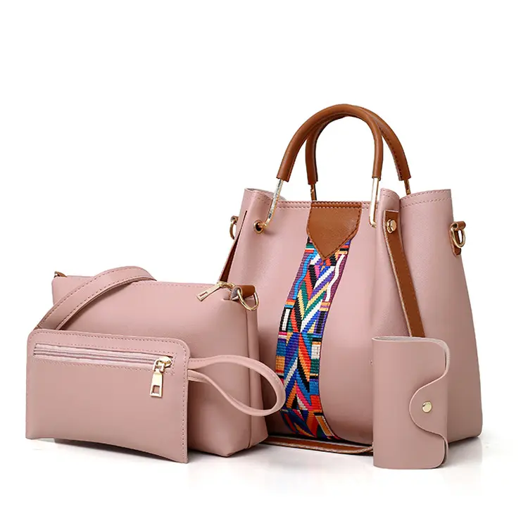 4Pcs Bohemia Hobo Design Elegant Women Handbag Set Tote Shoulder Top Tote Handle Satchel Purse Wallet Set Ladies Handbags