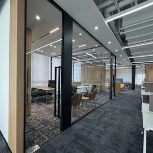 ระบบพาร์ทิชันกระ<span class=keywords><strong>จ</strong></span>กสำนักงานและตัวแบ่ง<span class=keywords><strong>ผนัง</strong></span>กระจกแบบเคลื่อนย้ายได้ตัวแบ่งห้องอลูมิเนียมกันเสียงพร้อมแผงกระ<span class=keywords><strong>จ</strong></span>กฝ้าแบบเลื่อน - Product Image 1