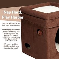 Maison et condo pliable pour chat de petite taille MidWest Homes avec jouet, motif uni, fausse fourrure