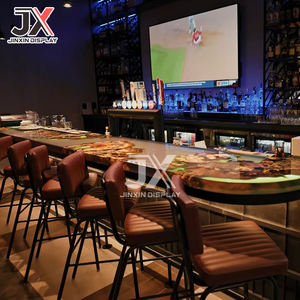 مصنع مخصص راتنجات الإيبوكسي مستطيلة بإضاءة ليد طاولة نهر أثاث متجر بار قهوة مطعم تصميم طاولة عرض التجزئة - Product Image 4