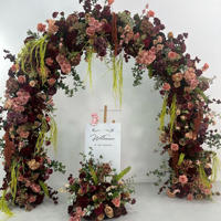 Usine de fleurs artificielles, décorations de mariage en plein air personnalisées, arche de fleurs en soie réaliste de luxe faite à la main pour les fêtes de mariage