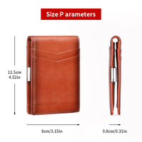Dompet Kulit Pria Berkualitas Tinggi Anti-RFID dengan Logo Custom, Kantong Depan, Tempat Kartu, Jendela ID, Tipis, Lipat Dua, dan Penjepit Uang