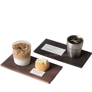 Bandeja de madera a rayas Xiao Gong Chao, bandeja rectangular para servir, tapete aislante del calor para té, postre, soporte para tazas de café - Product Image 5