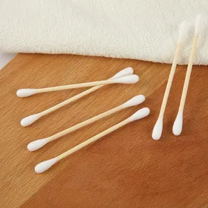 Long Wood Sticks Double-headed Eco-Friendly Bamboo Makeup Ear Cleaning Cotton Bud