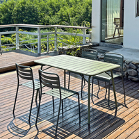 Ensemble de table et chaises de salle à manger en fer pour l'extérieur, revêtement en poudre antirouille, meubles en métal robustes pour restaurant, café, terrasse