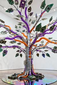 तकनीकी-शैली सर्किट बोर्ड ट्री मूर्तिकला: आउटडोर गार्डन परिदृश्य और वाणिज्यिक केंद्र कला स्थापना - Product Image 2