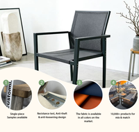 Chaise de jardin moderne en aluminium 6063 et textile, mobilier de loisirs pour villa, hôtel et restaurant