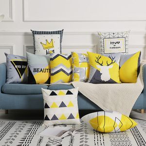 Haute qualité nordique décoratif moderne Simple noir et blanc jaune rayé géométrique Plaid taie d'oreiller <span class=keywords><strong>housse</strong></span> <span class=keywords><strong>de</strong></span> <span class=keywords><strong>coussin</strong></span> personnalisée - Product Image 1