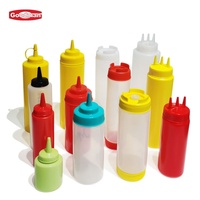 Botol Plastik PE FIFO GOODMAN dengan Tutup Sekrup, Sablon Transparan, 16 oz, untuk Saus BBQ/Kecap, SE3049