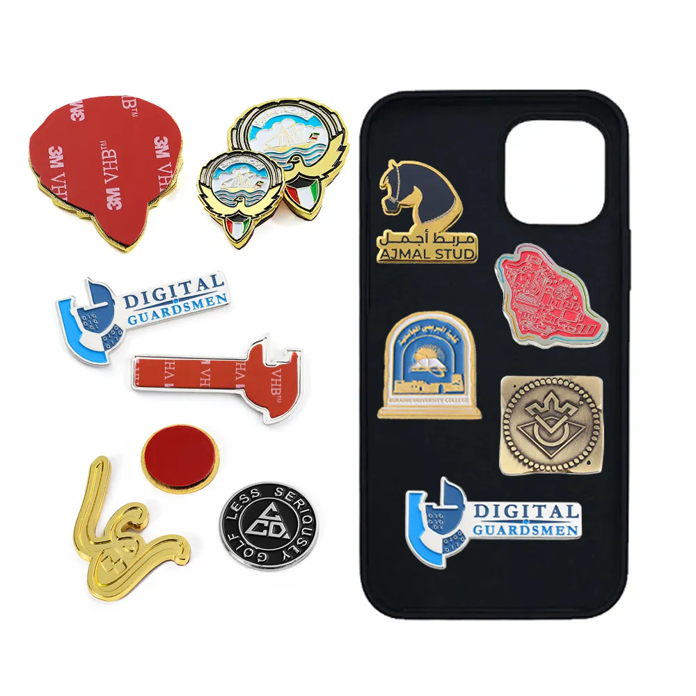 Concevez votre propre insigne d'autocollant en métal des EAU Oman décoration de téléphone portable emblème d'autocollant d'épinglette pour la coque de téléphone