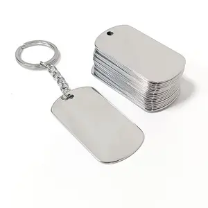Porte-clés 2.5CM avec chaîne en acier inoxydable plaque métallique lettrage marquage personnalisé Logo numéro de marquage liste de cadeaux