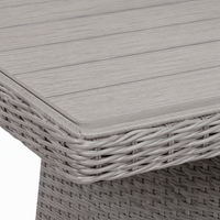Table de foyer rectangulaire moderne en rotin tressé au propane sans fumée pour jardin, cour, terrasse, patio, vente en gros personnalisée