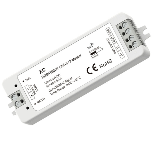 XC RGBW LED Strip Light Controller with Wireless DMX512 Master 5-24VDC 6A Output 30m Range 5-Year Warranty