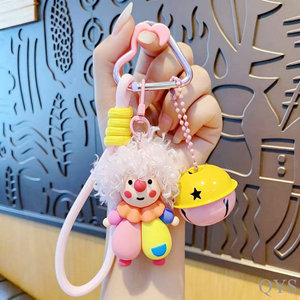 QYS Cartoon Curly Clown Plush Keychain Funny Fur Doll <b>Bag</b> Charm Cute <b>Key</b> <b>Ring</b> Gift - Product Image 6