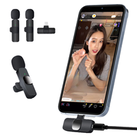 Microphone Lavalier Sans Fil pour Téléphone Portable et Appareil Photo, Mini Micro Cravate 2.4G Double Récepteur avec Réduction de Bruit et Étui de Charge – Idéal Cadeau