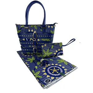 2022 Hot sale 6 yards 100 cotton holland super wax quality with handbag set ankara veritable printed wax for african women