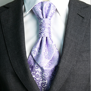 Cravate Ascot à quatre plis pour homme, pré-nouée, style anglais, accessoire rétro pour mariage et banquet, ajustable, à volants, unie - Product Image 5