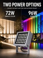 Lámpara LED Cuadrada RGBW de 96w para Exteriores, con Soporte en Forma de U y Ángulo de Montaje Ajustable, para Fachadas, Modelo W220, Fabricación OEM/ODM