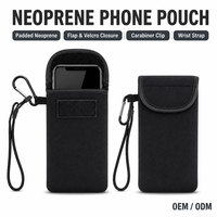 Pochette de téléphone en néoprène avec fermeture Velcro, bandoulière réglable, étui de téléphone avec mousqueton, housse de téléphone, logo personnalisé OEM ODM