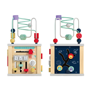 Wooden Montessori Four in One Activity Cube Puzzle Toy Children's Early Education Toy <strong>Busy</strong> <strong>Box</strong> - Product Image 3
