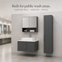 Meuble-lavabo de salle de bain suspendu au mur avec rangement, séparation sec/humide, pour villa, centre commercial, hôpital, fabricant chinois, emballage KD