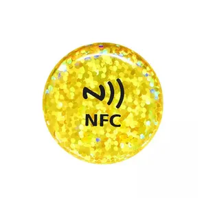Özel Mini etiket NFC etiket su geçirmez epoksi cep telefonu RFID için 13.56MHz frekans ile PVC PET ve kağıt yapılmış