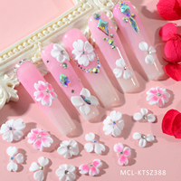 12pcs Mixte Kawai Rose Série À La Main Nail Art 5D Jaune Acrylique À La Main Fleur Charmes Conception Naturel Nail Acrylique Fleur