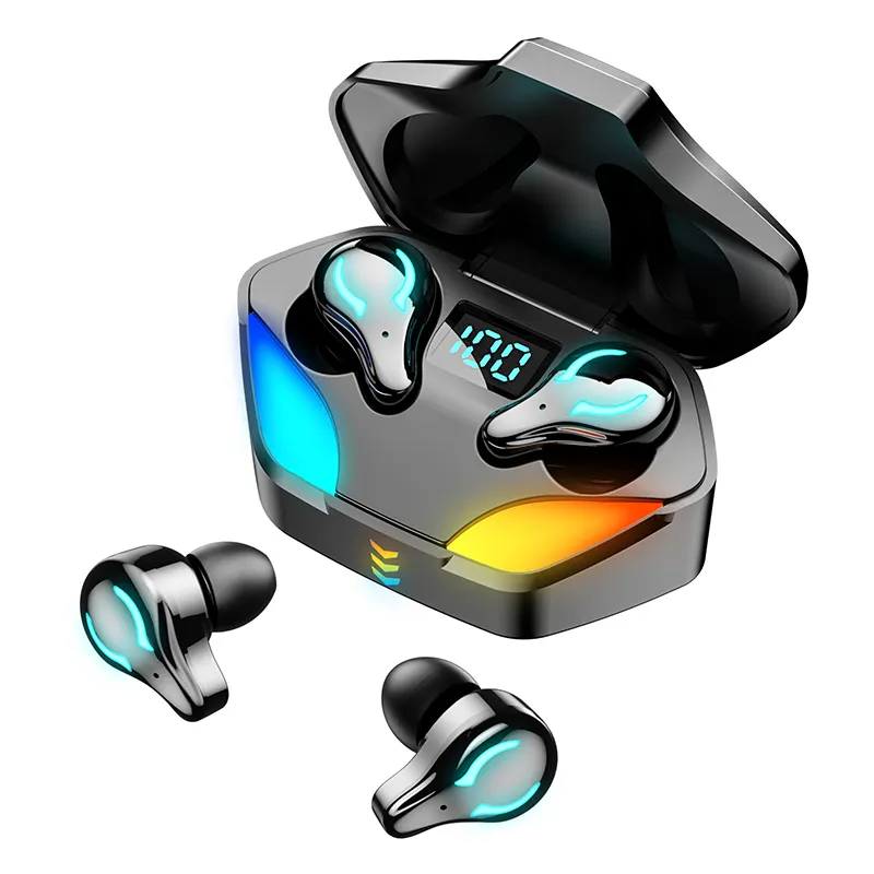 X1 Tws V5.1 Earbud Nirkabel Gaming, Tampilan Daya Lampu Warna-warni Rgb, Earphone & Headphone