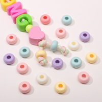 Perline distanziatrici piatte in acrilico a foro largo a forma di macaron, multicolore, sfuse, per braccialetti fai da te, catene per telefono, gioielli e artigianato