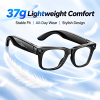 Lunettes intelligentes avec caméra 8MP, photos 20MP, vidéo HD Wi-Fi, reconnaissance d'objets par IA, anti-tremblement EIS, IP66, 37g, assistant vocal