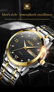 Olevs 8691 Custom Logo Luxury Digital Sports Waterproof Stock Straps Square Stainless Steel Set Wrist Men's Quartz Watches