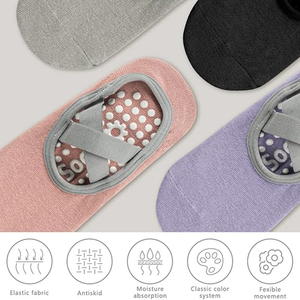 Calcetines de Yoga de Color Puro 100% Algodón con Suela Gruesa, Transpirables, Antideslizantes, con Puño y Logotipo 3D Personalizado, Calcetines de Fitness - Product Image 3