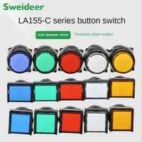 Tombol LED Sweideer LA16 miniatur penguncian otomatis, suplai daya lingkaran 16mm kontak perak tombol tekan sakelar Rotari