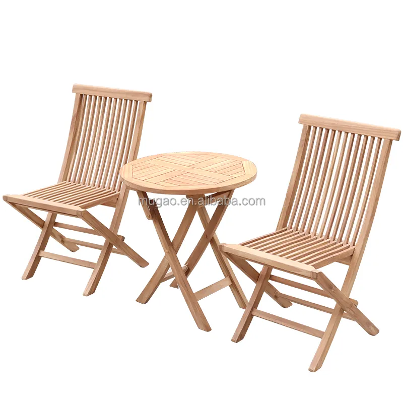 Muebles de exterior para terraza, juego de mesa pequeña de madera, teca plegable