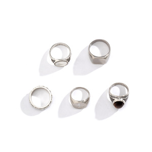 5 pièces/ensemble Simple géométrique classique anneaux ensemble unisexe fête cadeau pour hommes Vintage femmes <span class=keywords><strong>Goth</strong></span> métal cercle bijoux en gros (RG267) - Product Image 6