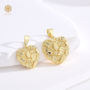 Elfic Jewelry 14K Copper Plated Gold Heart Shaped <strong>Fashion</strong> Jewelry <strong>Pendants</strong> <strong>Charms</strong> for Couple Valentine's Day Gifts - Product Image 4