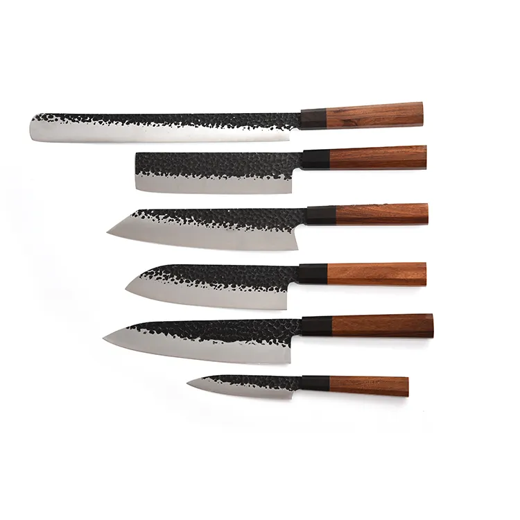 6 Piece Thép Blade Knife Set Quà Tặng Tùy Chỉnh Khắc Handmade Cuchillos Đầu Bếp Dao Nhà Bếp Set