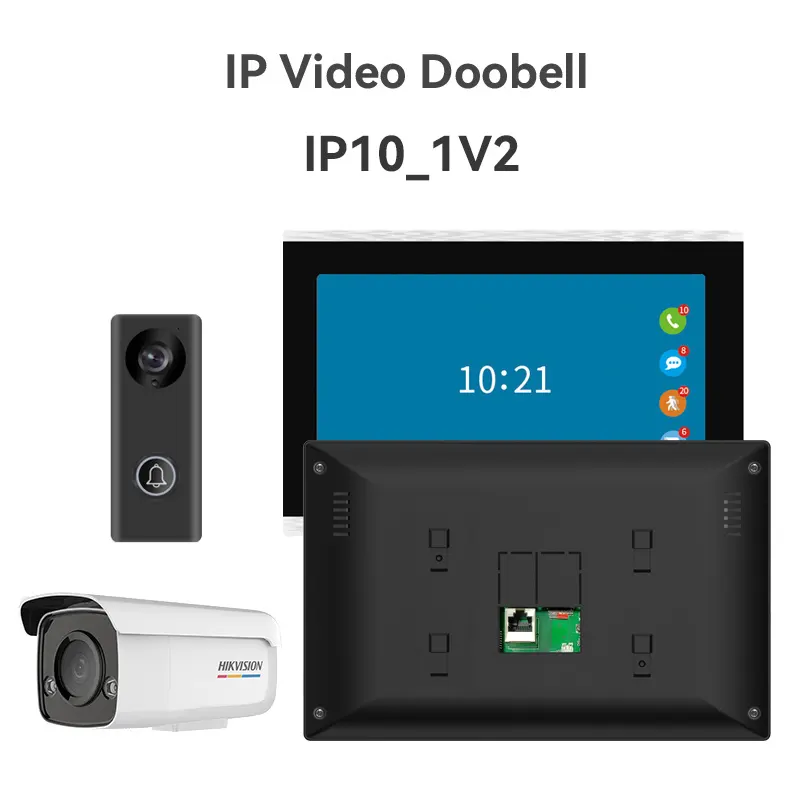 IP10-1v2 Hệ Thống An Ninh Gia Đình Bộ Công Tắc POE Bộ Điện Thoại Cửa Liên Lạc Video WIFI IP Căn Hộ 10.1 ''Màn Hình Cảm Ứng Mở Khóa RFID