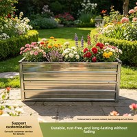 Jardinière rectangulaire en acier galvanisé respirant et résistant à la corrosion, bac à fleurs en métal pour balcon, toit, cour