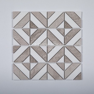 Mosaico del secolo pietra naturale marmo cucina Backsplash piastrelle mosaico Beige striscia <span class=keywords><strong>bianca</strong></span> bagno mosaico piastrelle decorazione della pavimentazione della parete - Product Image 3