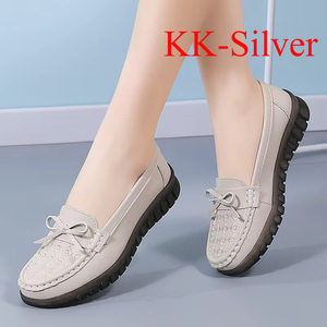 Chaussures en cuir véritable pour femme, style printemps-automne, nouvelle collection, plates, polyvalentes, à semelle souple, bouche peu profonde, chaussures pour maman - Product Image 2